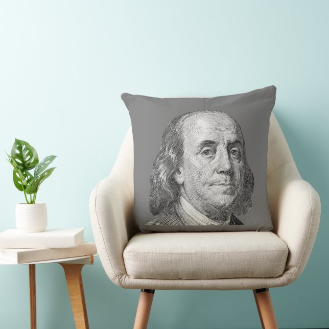 100 dollars, Benjamin Franklin Throw Pillow (Chair)
