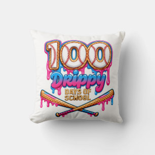100 Drippy Days of School Baseball Boys Toddler  Throw Pillow
