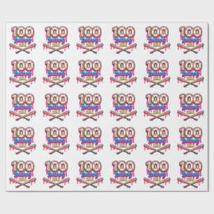 100 Drippy Days of School Baseball Boys Toddler  Wrapping Paper