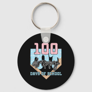 100 Drippy Days Of School Baseball Ice Cream 100th Keychain
