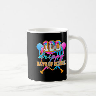 100 Drippy Days Of School Baseball Ice Cream Drip  Coffee Mug