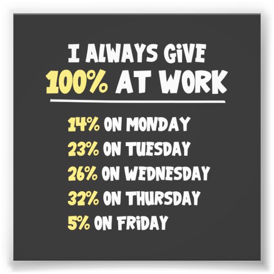 100% Effort at Work Photo Print | Zazzle.ca