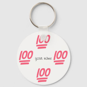 100% Emoji  and '' Your Name Here " Keychain