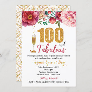 100 et une fabuleuse invitation d'anniversaire pou