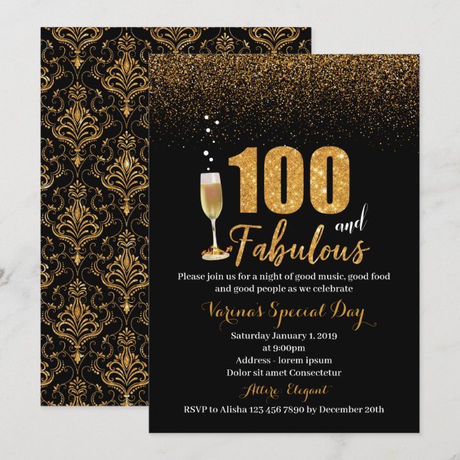 100 et une fabuleuse invitation d'anniversaire pou (Devant / Derrière)