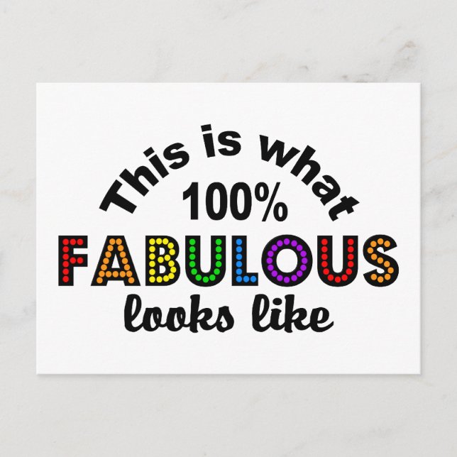 100% FABULOUS postcard, customize Postcard (Front)