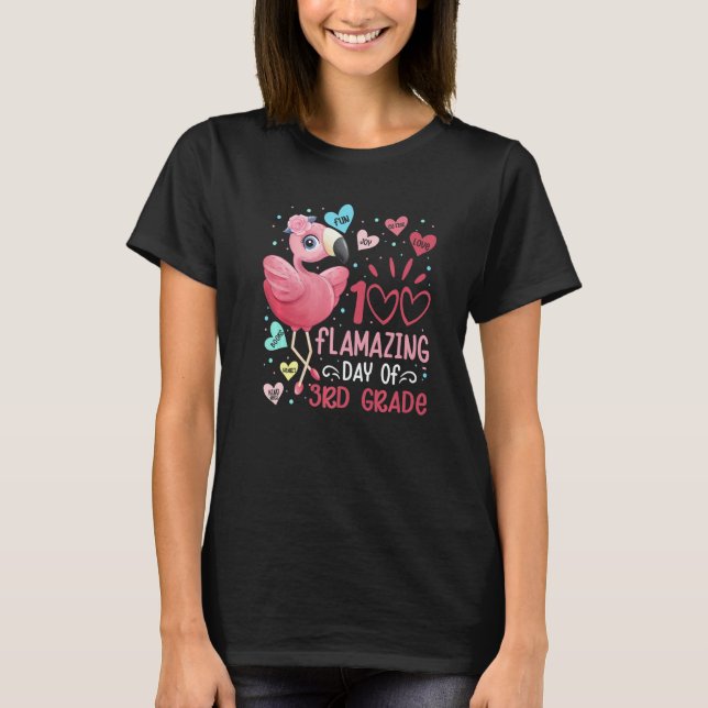 100 Flamazing Day of 3rd Grade Flamingo 100 Days S T-Shirt (Front)