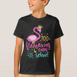 100 Flamazing Days Of School Flamingo Teacher Girl T-Shirt