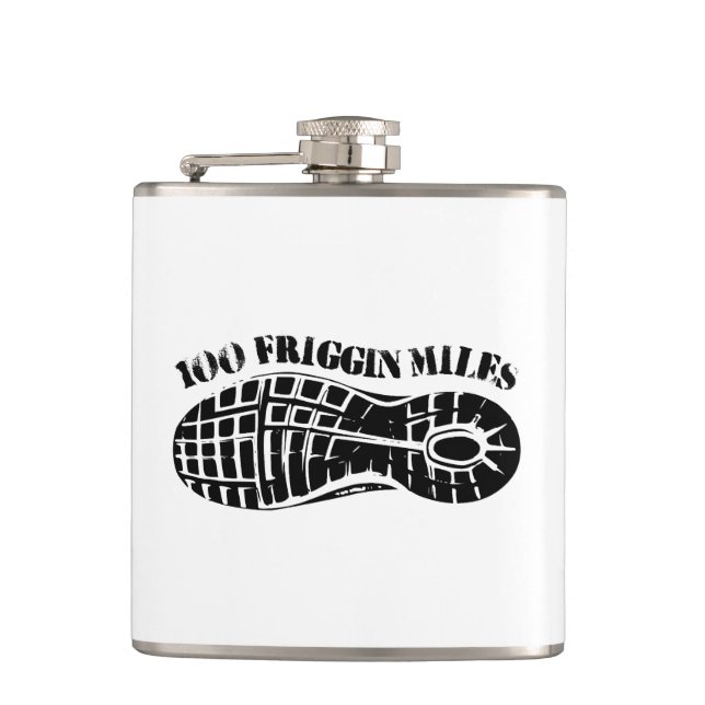 100 Friggin Miles Ultra Running Tread Hip Flask (Front)