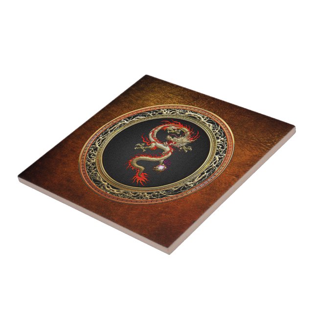 [100] Golden Chinese Dragon Fucanglong Tile (Side)
