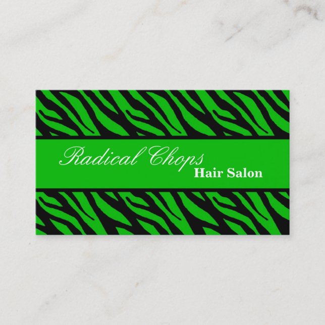 100 Green Black Zebra Print Pattern Business Card (Front)