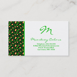 100 Green Cheetah Print Business Card