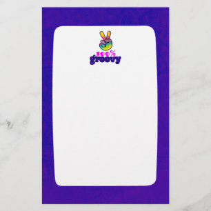 100% Groovy with Rainbow Hand Peace Sign Stationery