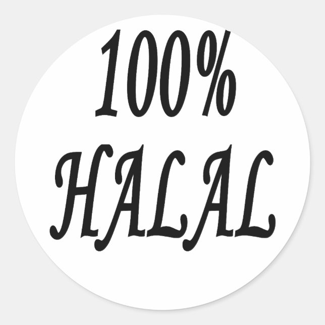 100% HALAL CLASSIC ROUND STICKER (Front)
