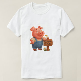 100% Ham 0% Drama – Funny Cartoon Pig T-Shirt