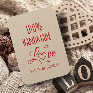 100% Handmade with Love Quote Design Rubber Stamp