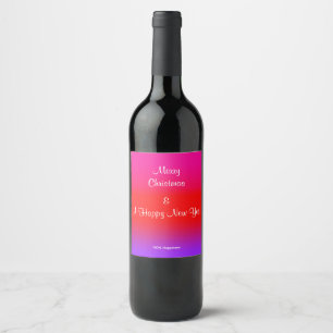 100 % Happiness Festive Magenta Red Purple Ombre   Wine Label