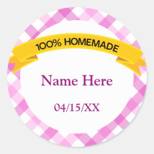 100% Homemade Food Label - Pink