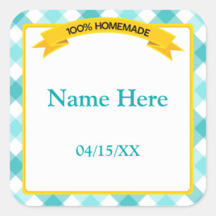 100% Homemade Food Label - Teal