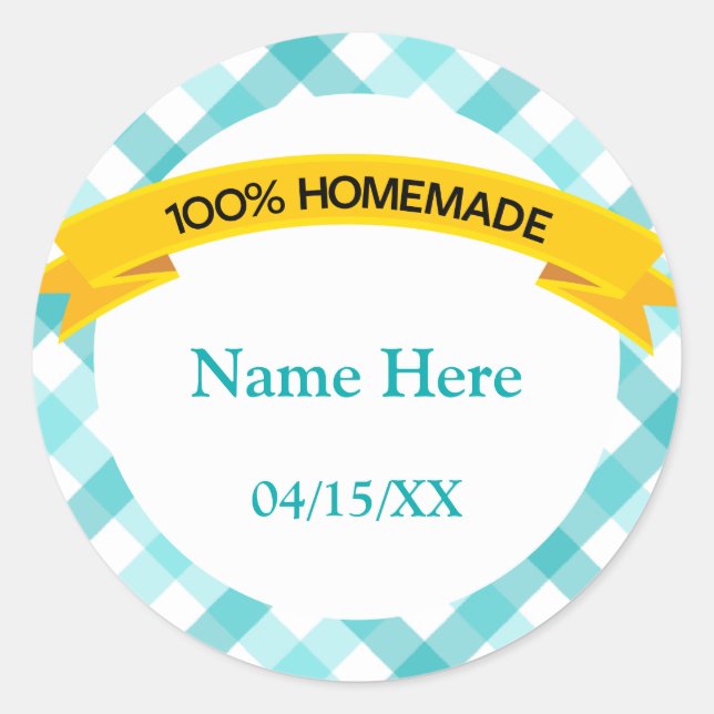 100% Homemade Food Label - Teal (Front)