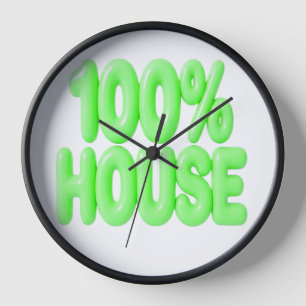 100% HOUSE GREEN FONTS CLOCK