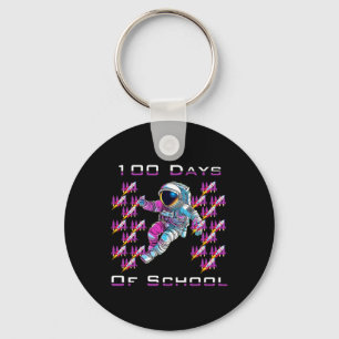 100 hundred Days of School Astronauts and Space Ro Keychain