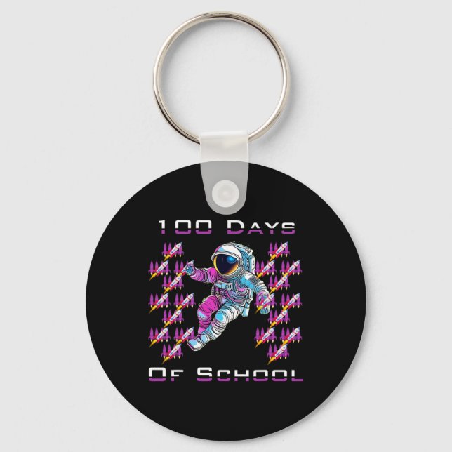 100 hundred Days of School Astronauts and Space Ro Keychain (Front)
