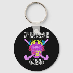 100% Insane - Crazy Field Hockey Goalie Keychain