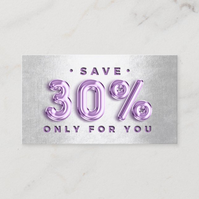 100 INSERT QRCODE 30%OFF Logo PurpleSilver Balloon (Front)