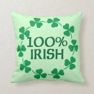 100% Irish Shamrocks Throw Pillow