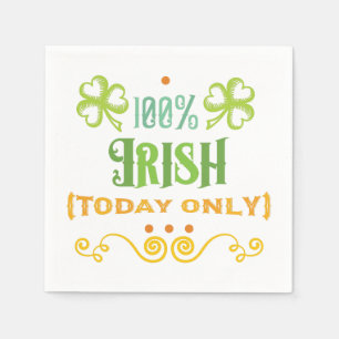 100% Irish Today Word Art Napkin