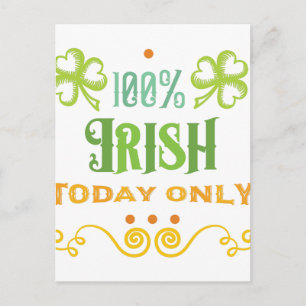 100% Irish Today Word Art Postcard