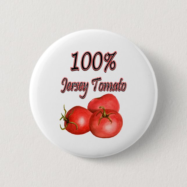 100% Jersey Tomato 2 Inch Round Button (Front)