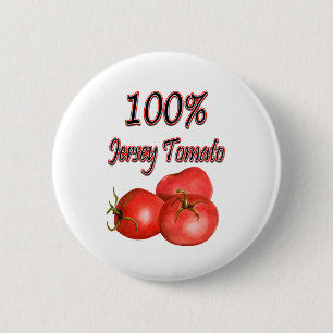 100% Jersey Tomato 2 Inch Round Button