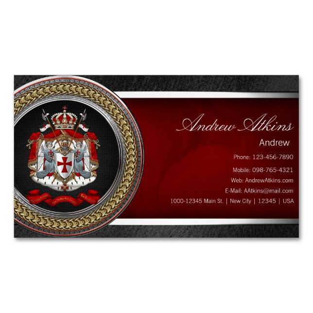 [100] Knights Templar Coat of Arms Magnetic Business Card (Front)