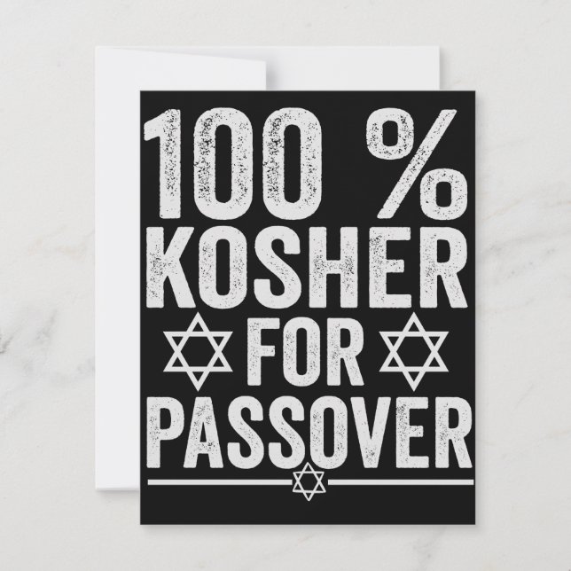 100% Kosher for Passover Funny Passover Pesach Card (Front)