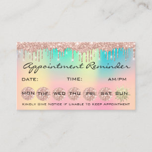 100 Lashes Appointment Reminder Holograph Drips Business Card