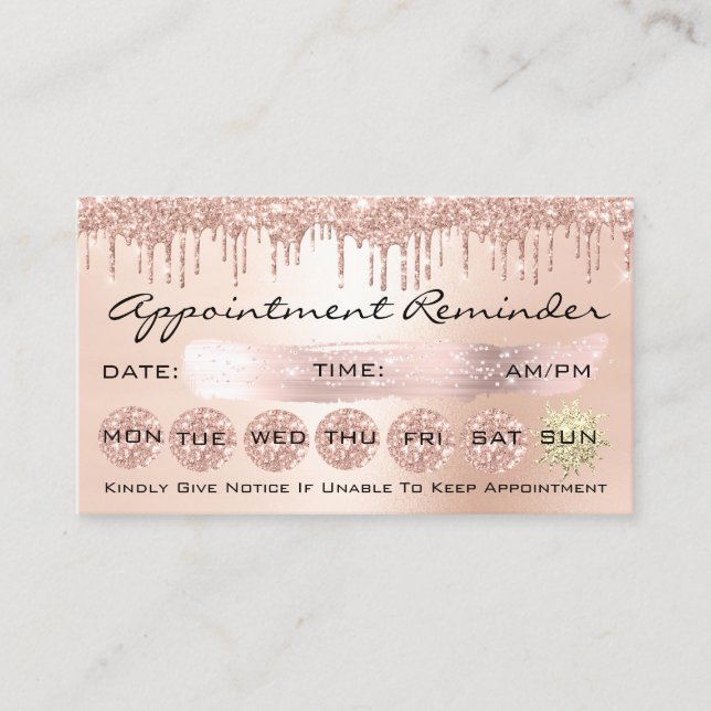 100 Lashes Appointment Reminder Rose Drips Blush Business Card (Front)