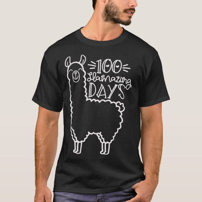 100 Llamazing Day Llama 100th Days Of School  For  T-Shirt (Front)