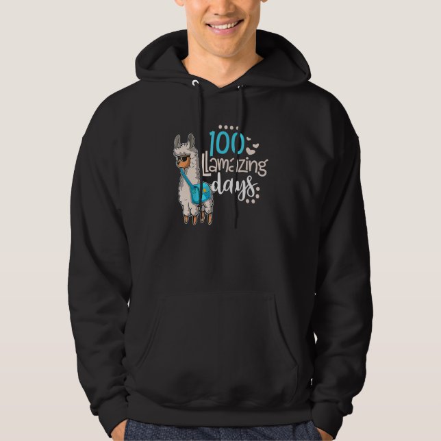 100 Llamazing Days Llama 100th Day Of School Teach Hoodie (Front)