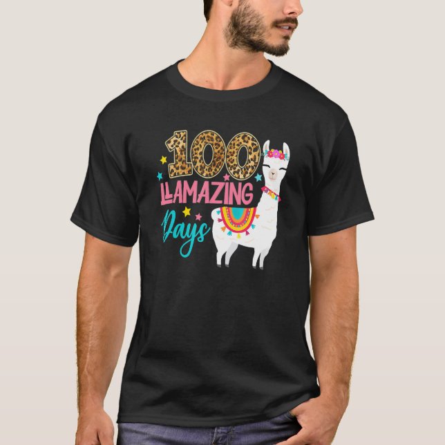 100 Llamazing Days Llama 100th Day Of School Teach T-Shirt (Front)
