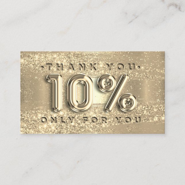 100 Logo QRCODE 10%OFF Code Gold Glitter Strokes Business Card (Front)