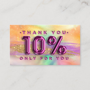 100 Logo QRCODE 10%OFF Thank Pink Holographic Business Card