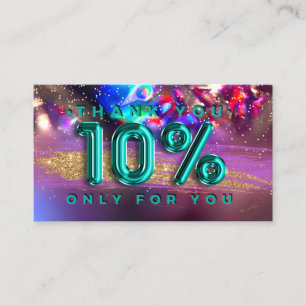 100  Logo QRCODE 10%OFF Thank Teal Holograph Business Card