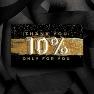 100  Logo QRCODE 10%OFF Thank You Black Gold Business Card