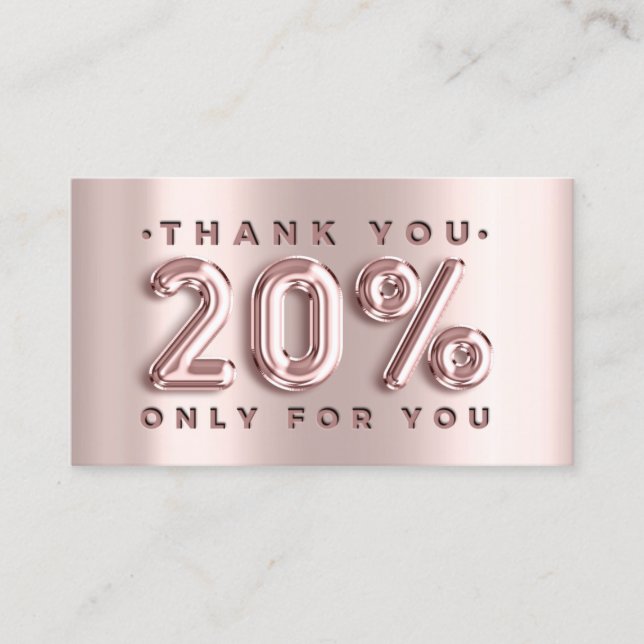 100 Logo QRCODE 20%OFF Code Rose Metal Pink Business Card (Front)