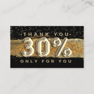 100  Logo QRCODE 30%OFF Thank You Black Gold Business Card