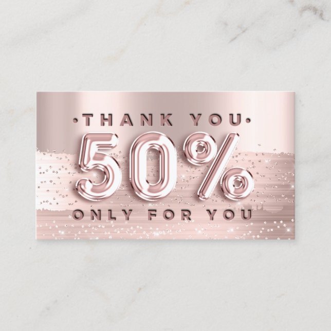 100 Logo QRCODE 50%OFF Code Rose Glitter Strokes Business Card (Front)