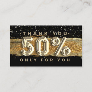 100 Logo QRCODE 50%OFF Thank You Black Gold Business Card