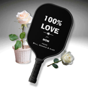 '100% LOVE for Mom' from Names in Cool B & W Pickleball Paddle